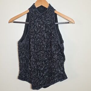 Vtg Papell Boutique Evening Black Beaded Silk Top PS Petite New Year's Eve Party